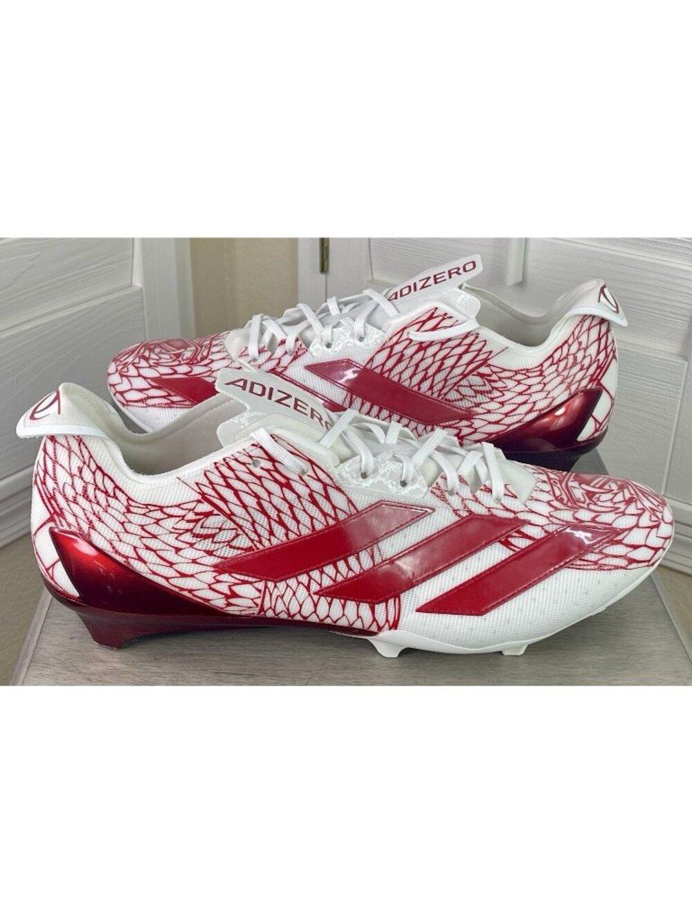 Adidas Adizero Electric Red/White Snakeskin Football Cleats - IH8571 - Men’s 16